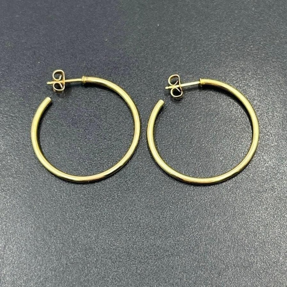 14k Yellow Gold Classic Timeless Versatile Pierced Hoop Earrings 30mm, 1.7 grams